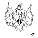 icarus fall with hands of creation of adam tattoo design idea