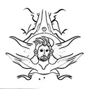 icarus fall with hands of creation of adam tattoo design idea