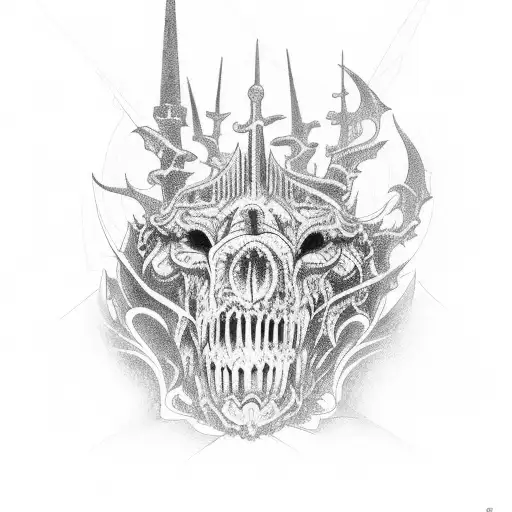 Gothic cathedral transformed into a tank tattoo design idea