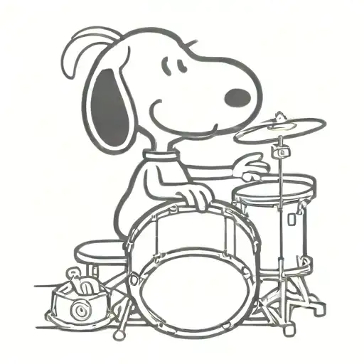 Snoopy playing drums tattoo design idea