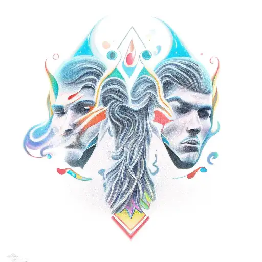 twin flame tattoo design idea