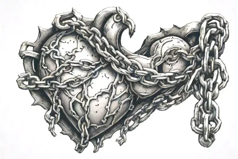 heart who breaks free from his chains tattoo design idea