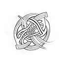infinity symbol with the words Lexie Dexter incorporated crossing at the centre point tattoo design idea