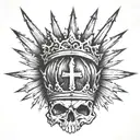 spiky crown with cross tattoo design idea
