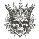 spiky crown with cross tattoo design idea