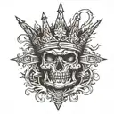 spiky crown with cross tattoo design idea