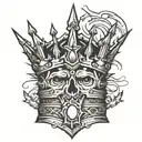 spiky crown with cross tattoo design idea