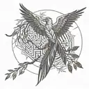 Pheonix emerging from a willow tree tattoo design idea