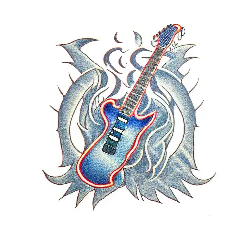 demon playing electric guitar tattoo design idea