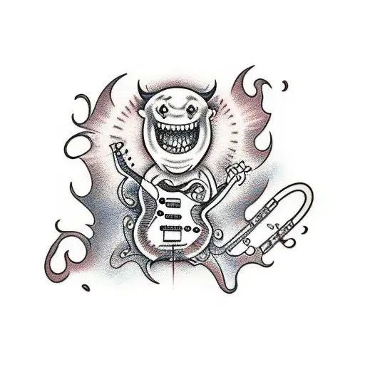 monster playing electric guitar tattoo design idea