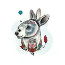 Scandinavian folk art animal totem with bear, rabbit and wren tattoo design idea