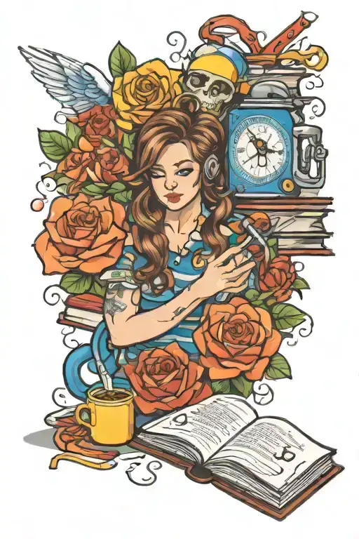 EMT book lover opening up fantasies tattoo design idea