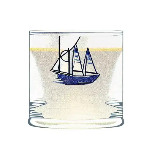 Pint of Guinness (side view of glass) with Sailboat floating in top of Glass tattoo design idea