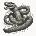 furious snake around arm tattoo design idea