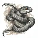 furious snake around arm tattoo design idea