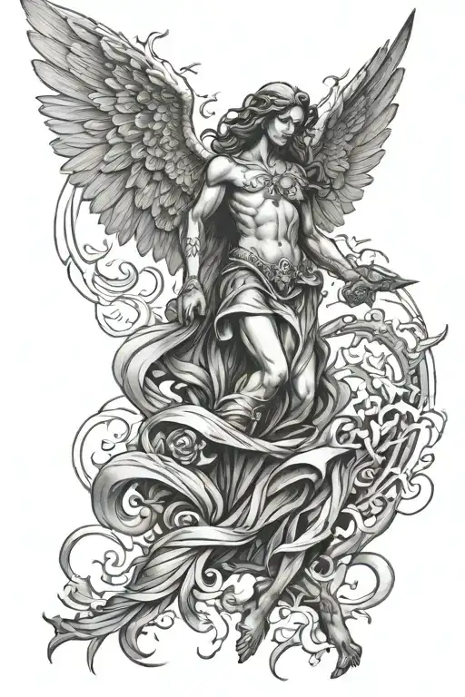 angel vs evil tattoo design idea