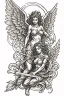angel vs evil tattoo design idea