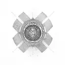 Combine the Nordic Vegvisir symbol with elements of mythology to create a captivating upper arm tattoo. tattoo design idea