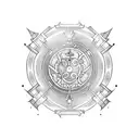 Combine the Nordic Vegvisir symbol with elements of mythology to create a captivating upper arm tattoo. tattoo design idea