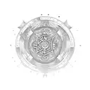 Combine the Nordic Vegvisir symbol with elements of mythology to create a captivating upper arm tattoo. tattoo design idea
