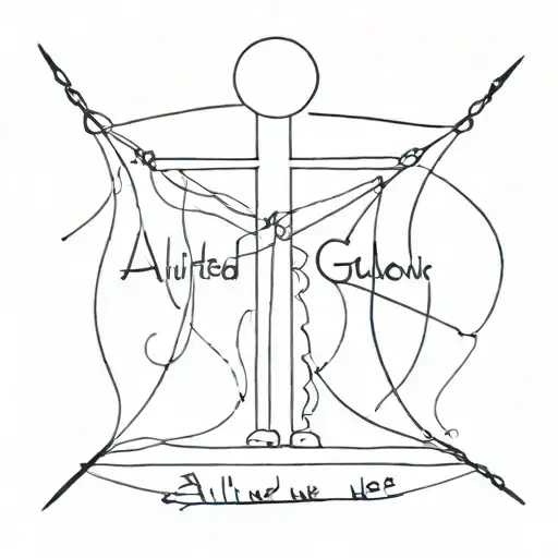 lines and in the middle a sentence that says "all united we make gallows" tattoo design idea