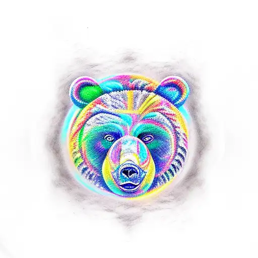 fierce bear face with bright eyes tattoo design idea