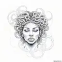 African American Medusa  tattoo design idea