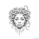 African American Medusa  tattoo design idea