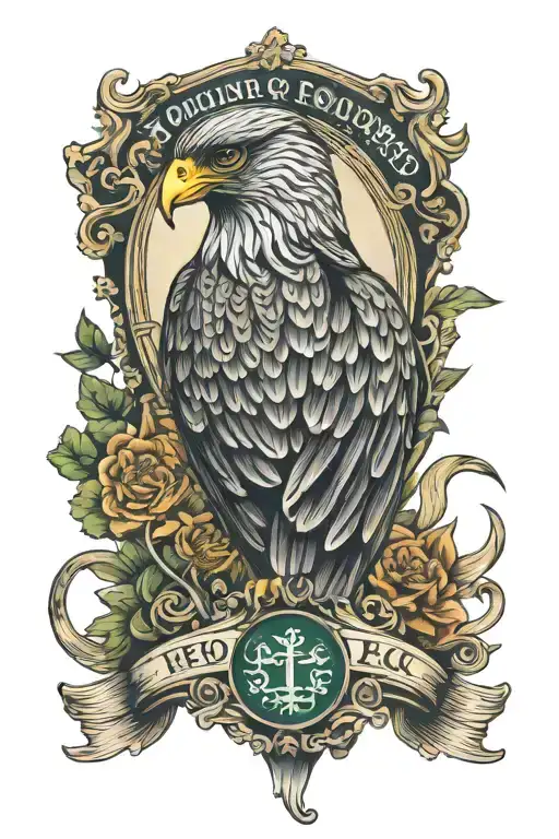 polish falcon Irish harp tattoo design idea