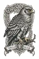 polish falcon Irish harp tattoo design idea