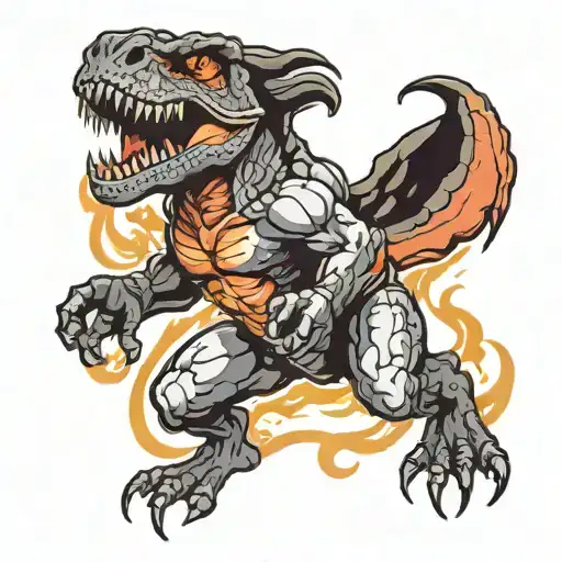 balrog t rex tattoo design idea