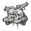 2 skull with tattoo gun  tattoo design idea
