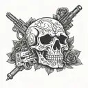 2 skull with tattoo gun  tattoo design idea