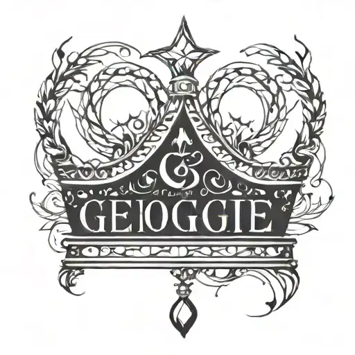 princess Crown with 'Georgie' text tattoo design idea