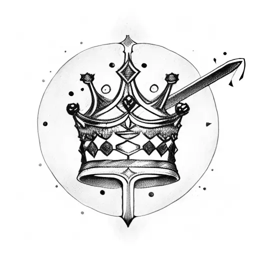 King's Crown, sword and fire tattoo design idea
