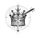 King's Crown, sword and fire tattoo design idea
