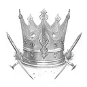 King's Crown, sword and fire tattoo design idea