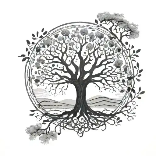 Road less travelled, Scottish, tree of life tattoo design idea