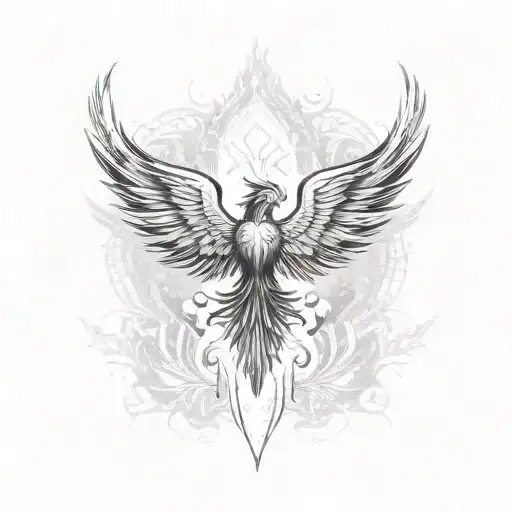 A courageous phoenix rising from the ashes of rebirth tattoo design idea