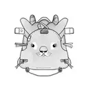 A group of ferrets hiking through a forest with tiny backpacks tattoo design idea