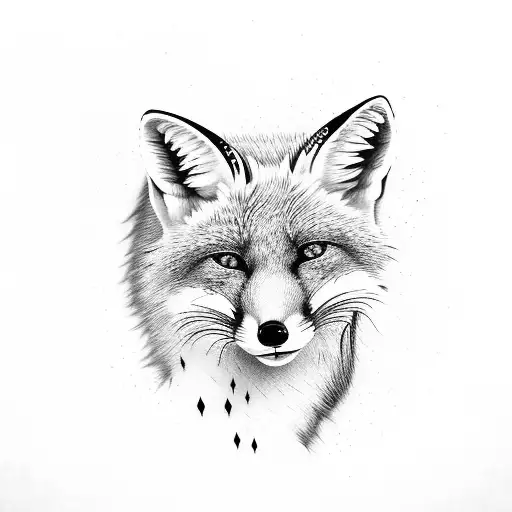 myhical animal red fox with a lot of tails  tattoo design idea