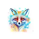 myhical animal red fox with nine tails tattoo design idea