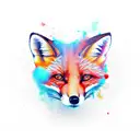 myhical animal red fox with nine tails tattoo design idea