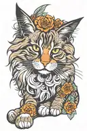Maine coon cat sitting tattoo design idea