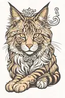Maine coon cat sitting tattoo design idea