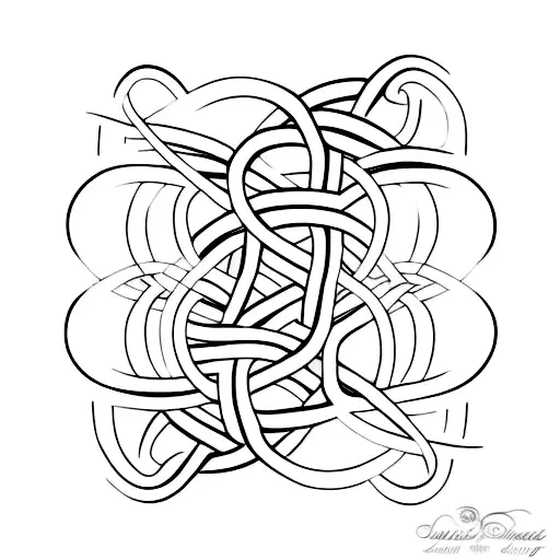 A minimalist design of two intertwined hearts, each representing one partner, with a rainbow spectrum of colors. tattoo design idea