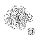 A minimalist design of two intertwined hearts, each representing one partner, with a rainbow spectrum of colors. tattoo design idea