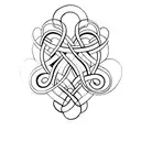 A minimalist design of two intertwined hearts, each representing one partner, with a rainbow spectrum of colors. tattoo design idea