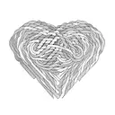 A minimalist design of two intertwined hearts, each representing one partner, with a rainbow spectrum of colors. tattoo design idea