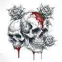 Skulls with blood thorns tattoo design idea